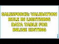 Salesforce Validation rule in lightning data table for Inline Editing