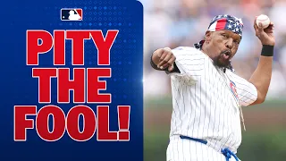 I PITY THE FOOL Mr T throws the first pitch for the Cubs and sings Take Me Out to the Ballgame