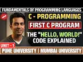 First C Program The Hello World Code Explained Line-by-Line for Beginners SPPU MU
