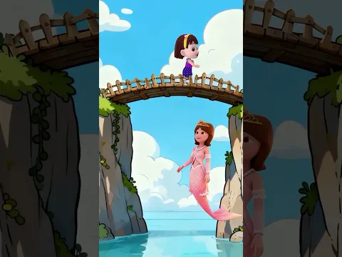 Cute Girl & Mermaid Story 👧💖🧜‍♀️🌊✨Cute Girl Meets a Magical Jalpari 🧜‍♀️ #short #cartoon #animation