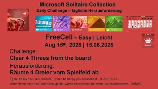 Solitaire Daily Challenges FreeCell - Easy Aug 15th 2026