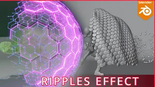 Procedural Hexagonal Shield with a Ripples Blender Geo Nodes