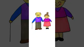 How To Draw Grandma And Grandpa Easy Drawing Forkids Kindergarten Diy Art Colors Fun Cute 