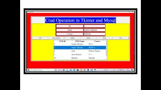 CRUD Operation in Tkinter and MySQL