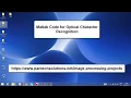 Matlab Code for Optical Character Recognition