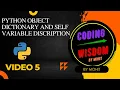 Python Class object Python self and object dictionary Python Instance Dictionary Hindi 5