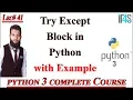 Python Tutorial in Urdu Hindi Try Except Block in Python Exception Handling in Python Examples