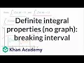Definite integral properties no graph breaking interval AP Calculus AB Khan Academy