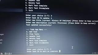 Todo In-Memory Python Console App Hackathon II Phase I