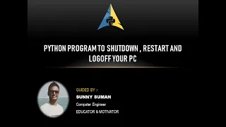 Python Program To Shutdown Restart And Logoff Your PC I IN HINDI