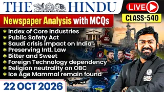 The Hindu Analysis - 22nd October | The Hindu Newspaper Today with MCQs | Aasim Sir