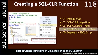 SQL CLR Function Part 4 - Create SQL CLR Function C VS 2017 SSMS TSQL Tutorial