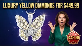 Lab Grown Yellow White Diamond Butterfly Pendant Necklace