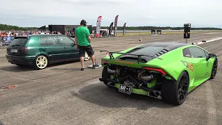 SLEEPERS Vs SUPERCARS 630HP VW GOLF 3 VR6 Vs 900HP Huracan Vs 760HP Audi 100 Vs Mercedes AMG GT63s 