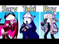 Mid-Fight Masses vs Taki FULL WEEK (Ruv \u0026 Sarv VS Taki) [Dialogues/HARD] - Friday Night Funkin' Mod