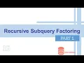 Oracle Recursive Subquery Factoring