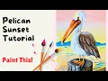 How To Paint Pelican Pink Sunset - Acrylic Tutorial For Beginners