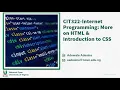 CIT322 Internet Programming Programming - Introduction to Cascading Style Sheets CSS