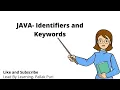 LEARN JAVA - Identifiers and Reserved Words Pallak Puri