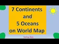 7 CONTINENTS AND 5 OCEANS ON WORLD MAP 5 OCEANS 7 CONTINENTS Map pointing