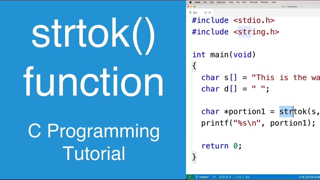 strtok() function | C Programming Tutorial
