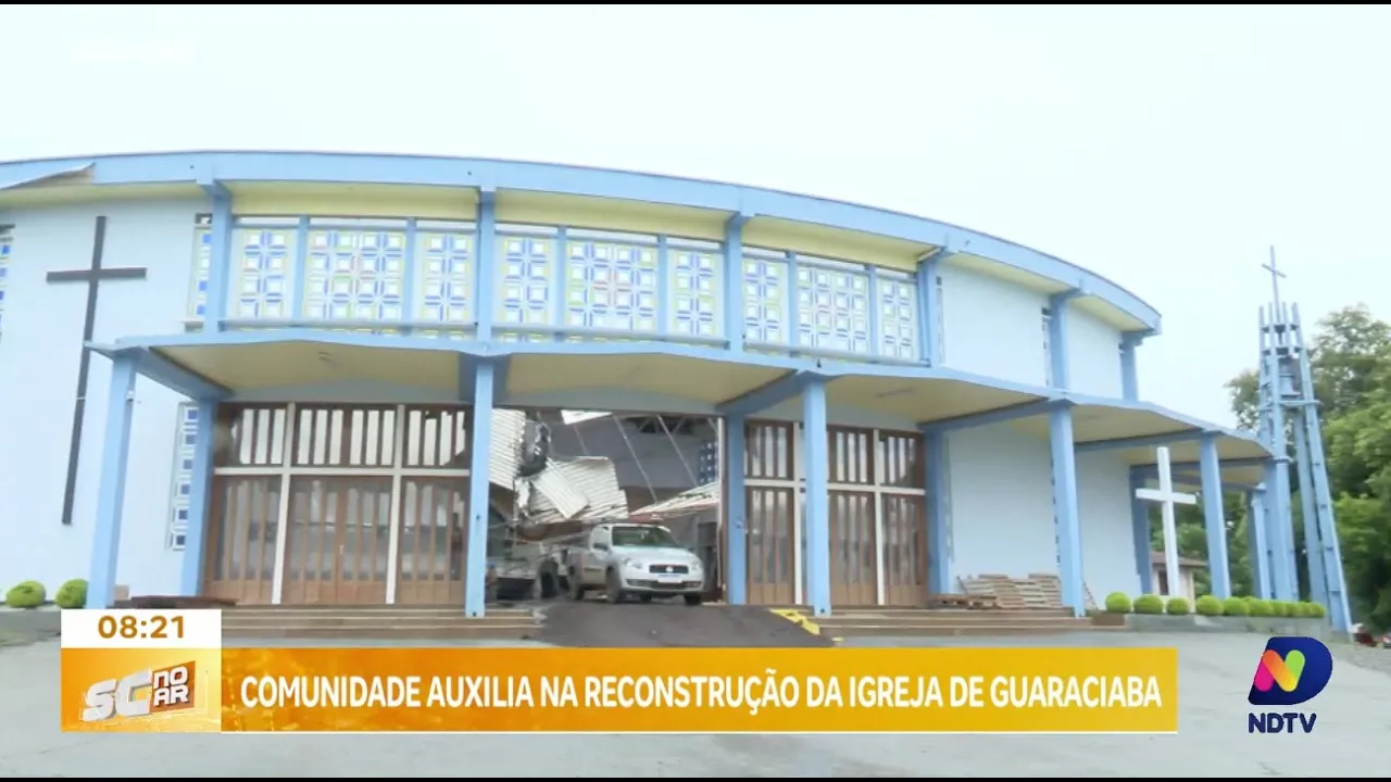 Comunidade se une na reconstrução da Igreja Matriz de Guaraciaba após forte vendaval