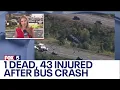 1 dead 43 injured after bus overturns on I-84