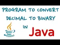 Java program to convert decimal to binary number Java Programming tutorial