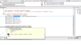 JAVA ARRAYLIST CONTAINS METHOD EXAMPLE DEMO