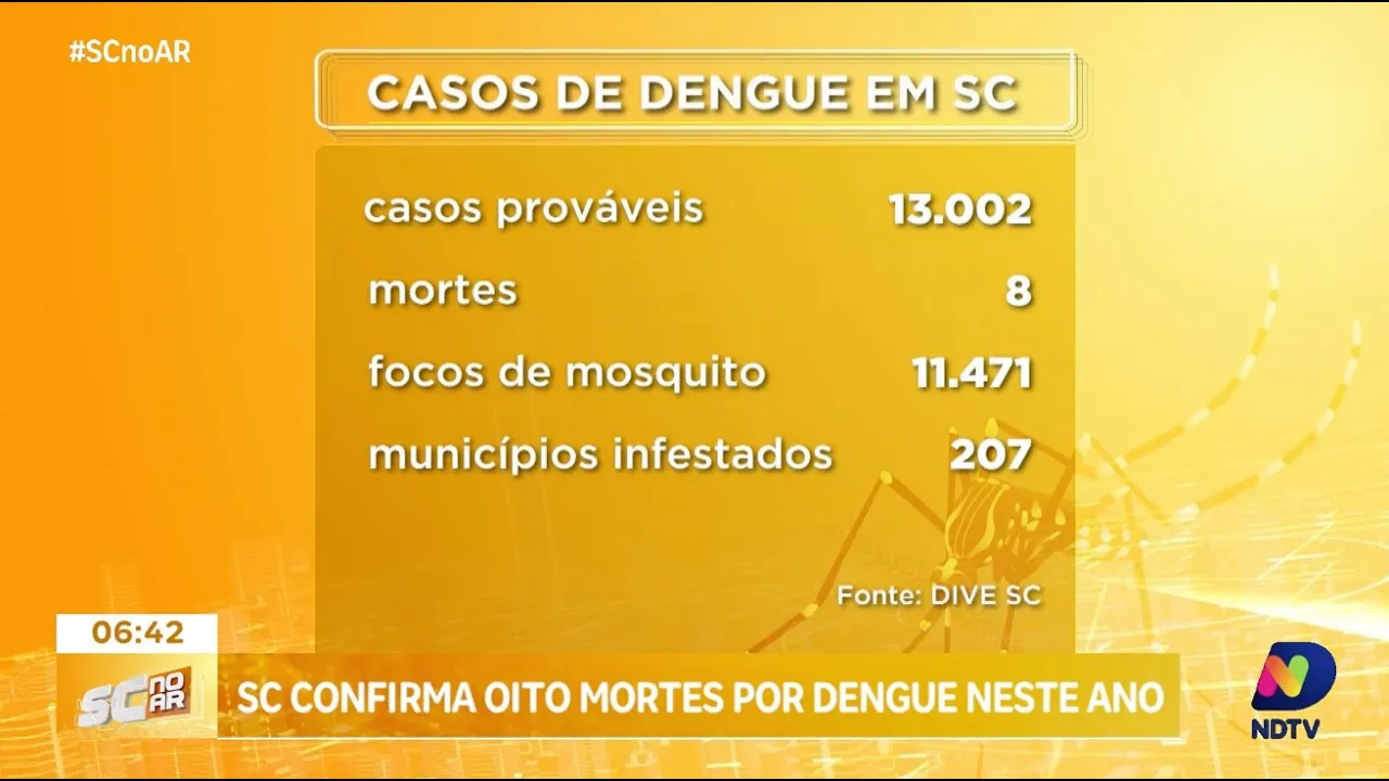 Santa Catarina registra oito mortes por dengue este ano