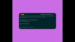 Python Dictionaries - Rename dictionary key