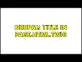 Drupal title in page html twig 2 Solutions