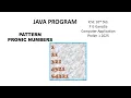 Java program menu drive with pronic number and pattern