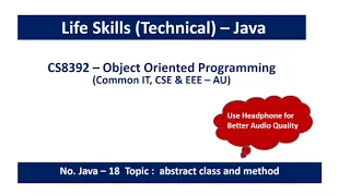 Java abstract classes and method Program for abstract and non-abstract method CS8392 - OOP 18