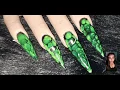 black and green nails halloween nails