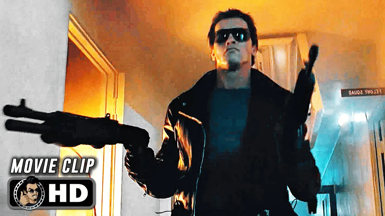 THE TERMINATOR Clip - "Police Station Shootout" (1984) Sci-Fi, Arnold Schwarzenegger