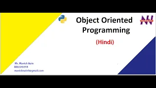 Python Tutorial in Hindi Object Oriented Programming in Python Hindi Manish Nain