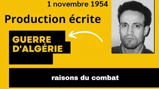 Production écrite Pourquoi Les Algériens Ont Pris Les Armes Le 1er Novembre 54 Bac2024 