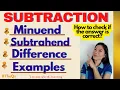SUBTRACTION TERMS USED Subtrahend Minuend Difference EXAMPLES MELC-BASED mathlesson TheQsAcademy
