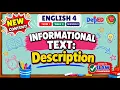 ENGLISH 4 TERM 1 WEEK 9 SESSION 3 INFORMATIVE TEXT DESCRIPTION ILAW FRAMEWORK MATATAG