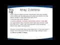 pengertian array 1 dimensi dan 2 dimensi