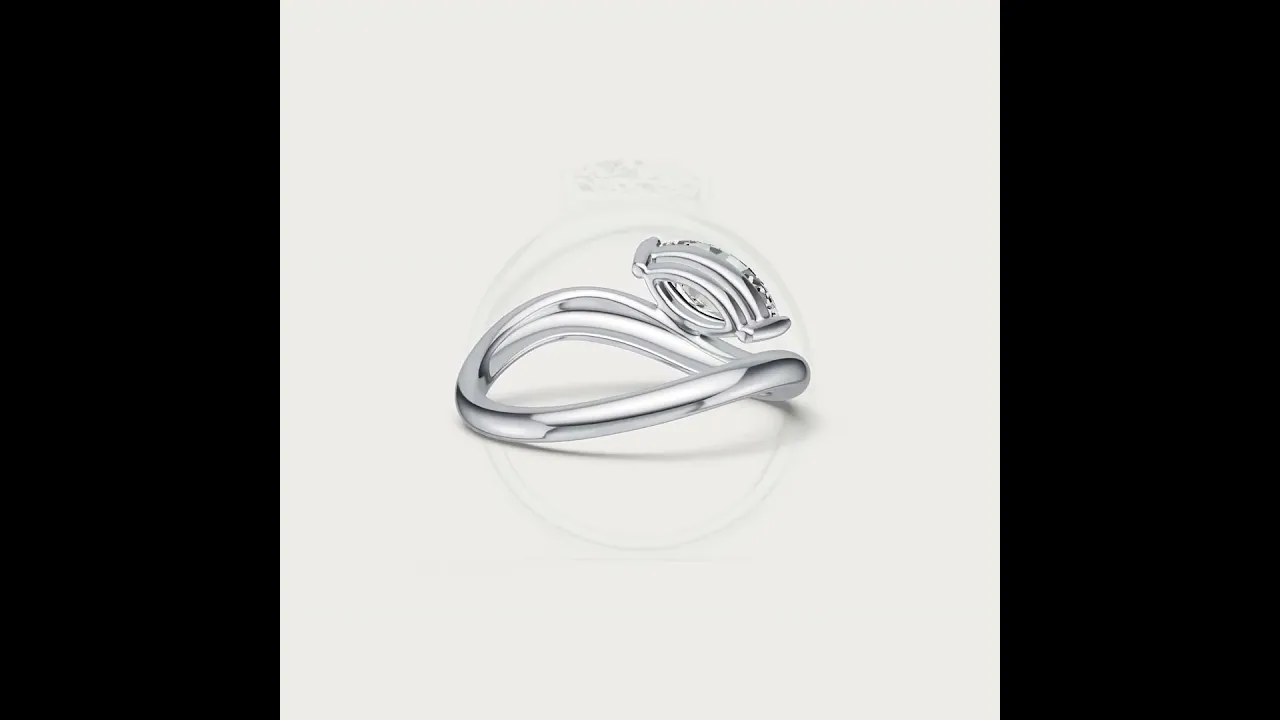 1 CT Marquise-Shaped Lab Grown Diamond Curved Ring in Sterling Silver