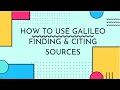 How to use GALILEO Finding Citing Sources