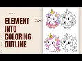 How to turn element into Coloring Outline Canva Tutorial