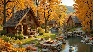 Soft Autumn Piano Music With Campfire Autumn Day In Cozy Lakeside Room Ambience  Soft Autumn Piano Music With Campfire Autumn Day In Cozy Lakeside Room Ambience