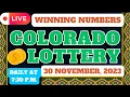 Colorado Evening Lottery Drawing Results - 30 Nov 2023