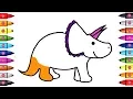 How to Draw a Triceratops Dinosaur Coloring Pages for Kids to Learn Colours