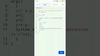 write a java program to subtract two numbers
