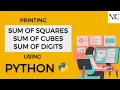 Write a Program to Print Sum of Squares Cubes and Digits in Python Visual Studio Code