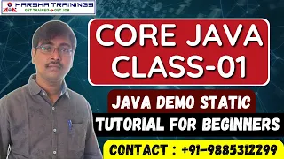 Core Java Class 01 Java Demo Static Java Training Java Tutorial for Beginners